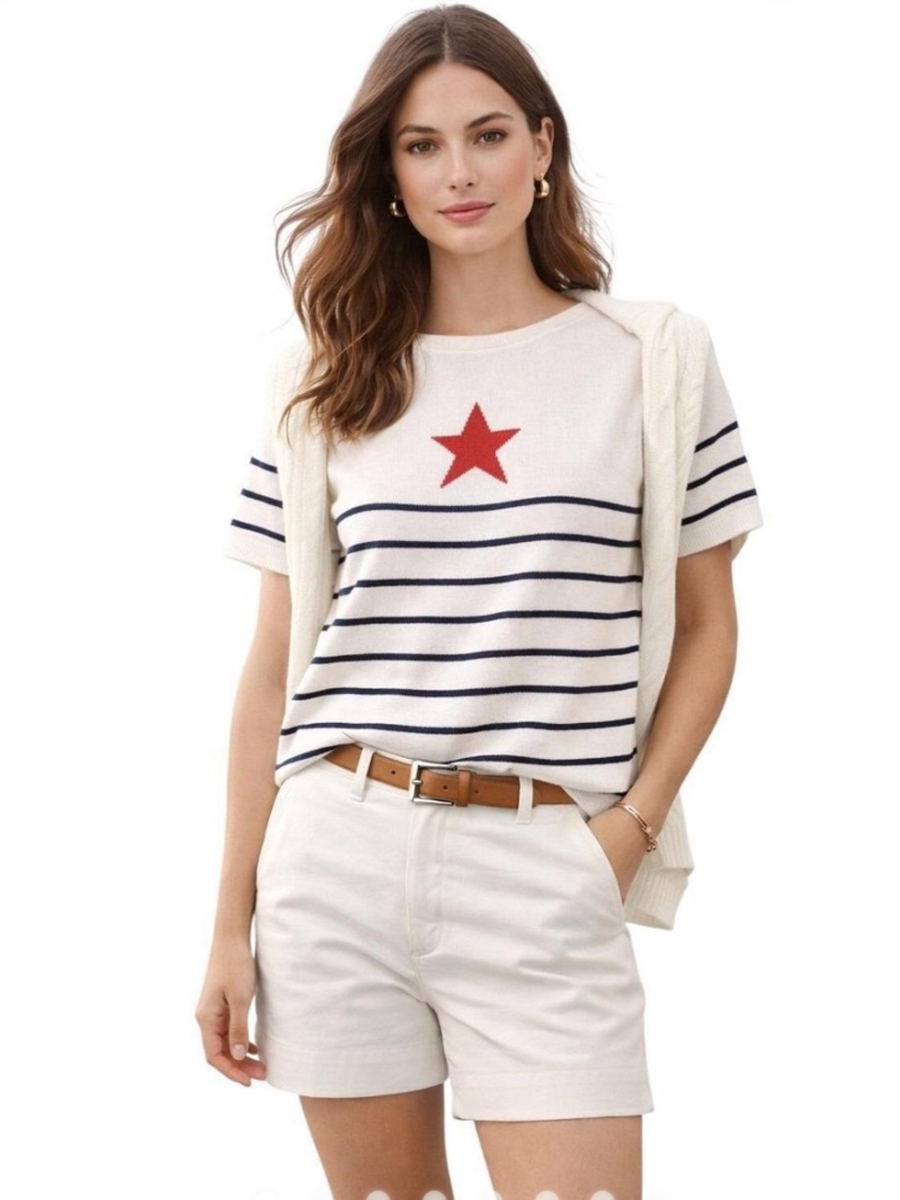 Liz Claiborne star & stripe knit sweater